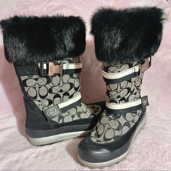 Coach Mariett Signature Fur Trimmed Winter Boots